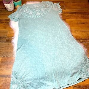 Soft Surroundings Sage Green Embroidered Dress